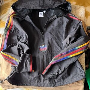 adidas Black Utility Jacket with Half-Zip and Long Sleeves